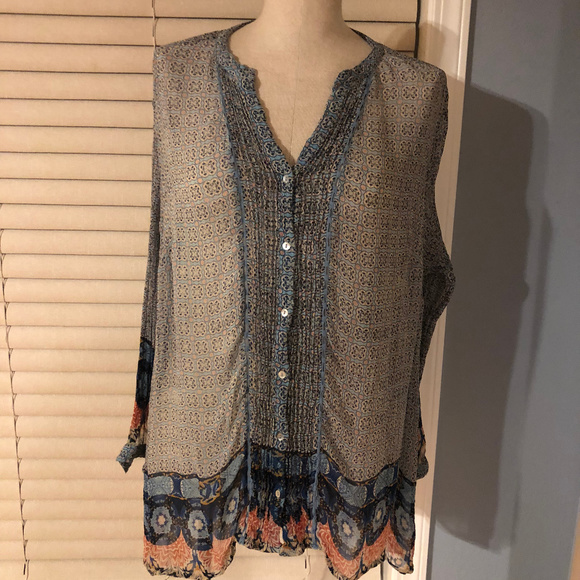 Lucky Brand Tops - Lucky Brand | Plus Size Long Sleeve Sheer Blouse.